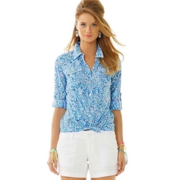 Lilly Pulitzer Chasing Tail Fish Shirt - Picture 3 of 10